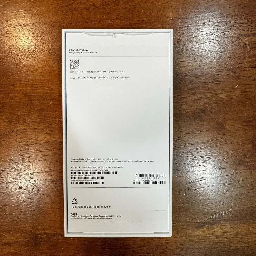 Apple iPhone 17 Pro Max Deep Blue/Silver Empty Boxes ONLY